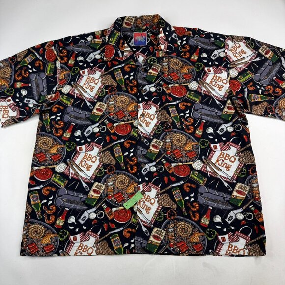 🌴 D'EM Crazy - Hawaiian BBQ KING Camp Shirt Men XXL barbeque 2XL DEM Crazy! - Picture 4 of 10